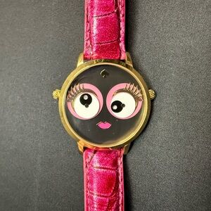 Kate Spade Gold Pink Metro Monster Watch Leather Rare